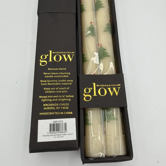 Mackenzie Childs Glow Candles Candle Stick Christmas Tree Dot Dinner Set 4 RARE - Picture 3 of 4